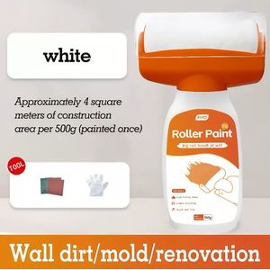 Indoor Muurreparatieverf, Gebruiksvriendelijke Roller met Afneembare Borstelkop - Tijdbesparend Gereedschap voor Huisdecoratie, Renovatie en Onderhoud - Wit 500g