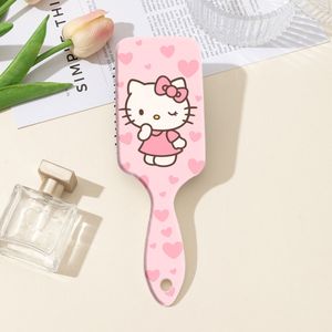 1 stuks Schattige Cartoon Strik & Hart Design Haarborstel met Zachte Nylon Borstelharen - Draagbare Stijltang voor Stijl Haar, Roze & Hartjespatroon