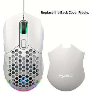 HXSJ Nieuwe USB Wired Game Mouse RGB Backlit Braid 7200 DPI Verstelbare Back Cover Vervangbare Thuis Optische Muis