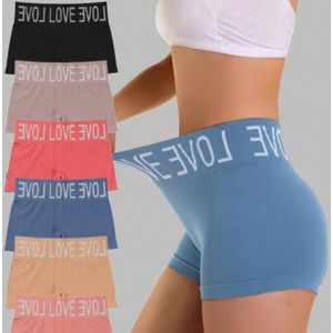 6 stuks Letter Print Seamless Boyshorts, Eenvoudig Comfortabel Ademend Rekbaar Ondergoed, Dameslingerie & Ondergoed