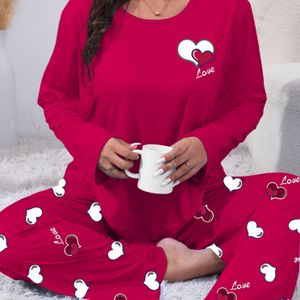 Lunatex dames pyjama interlock Panter hart uni terra