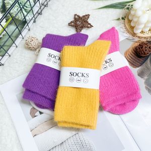 3 Paar Dames Winterwollen Sokken - 15 Kleuropties, Thermische Pluche Crewsokken, Ultra Zacht en Warm voor Koud Weer, Antislip Comfortabele Cadeau (Zwart/Grijs/Beige/More)