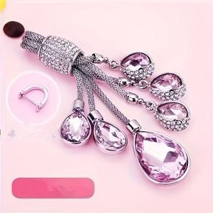 Roze & Diamant Sleutelhanger voor Vrouwen - Elegant Hoefijzervormig Sluitontwerp, Legering met Gouden Plating, Perfect voor BMW & Mercedes-Benz Sleutels