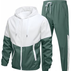 Heren Voorjaars- En Herfstjas Met Kleurbloks, Casual , Veelzijdige, Trendy En Stijlvolle Jas En Broek.