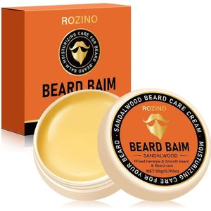 ROZINO Sandelhout Baardverzorgingscrème, 20g - Hypoallergeen, Hydraterend & Zachte Reiniging voor Mannen, Bevordert een Gladde, Glanzende Baard
