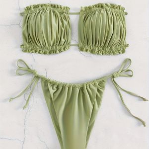 Geplooide Tankini Zwemkledingset voor Dames