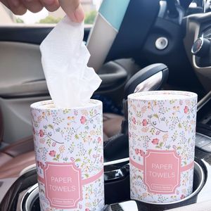 2 stuks Roze Bloemen Auto Tissue Box Houders met 50 Gezichtstissues - Stijlvol Rond Bekerhouder Ontwerp voor Auto's & Thuis