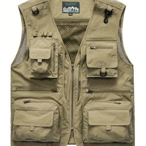 Zomer Vest voor Heren met Meerdere Zakken, Geschikt voor Vissen en Buitenactiviteiten, Ademend en Kleur