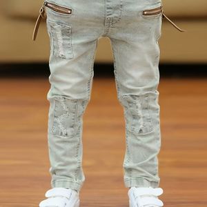 Jongens' Skinny Denim - Rekbare Slim Fit Mid-Rise Casual Broek met Zakken, Kleur voor Lente/Herfst, Perfect voor Casual Kleding, Comfortabele Pasvorm