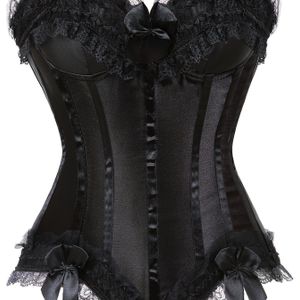 Vintage stijl dames korset met zijdelingse ritssluiting en vetersdetail - Afslankend, sexy borstvormer in kleur, niet stretchend materiaal, volwassen maat