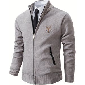 Herfst- en Winter Casual Zip-Up Vest voor Mannen / Zachte Brei/ Voorrits Sluiting/ Regular Fit Lange Mouwen Warme Trui / Comfortabele Thermische Sweater