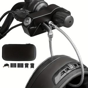 Motorhelm en handvatbeveiligingscombinatie - Anti-diefstalrembeveiliging voor 1.3-1.5 inch handvatten - Volledige driewielige ATV-scooter (Zwart, zonder batterij)