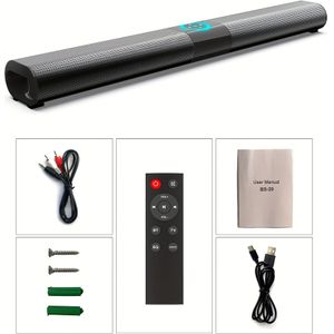 Soundbar: een Bluetooth- voor TV & PC. Beschikt over bluetooth, RCA, FM en is compatibel met USB/AUX/TF. Ideaal cadeau voor entertainmentliefhebbers