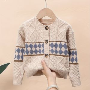 Unisex gebreide vest met diamantpatroon in college-stijl voor jongens en meisjes