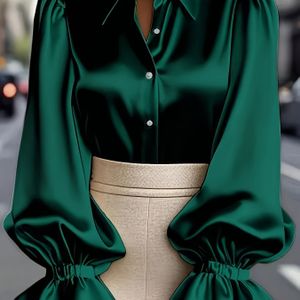 Elegante satijnen blouse voor dames met kogelarmen - BK