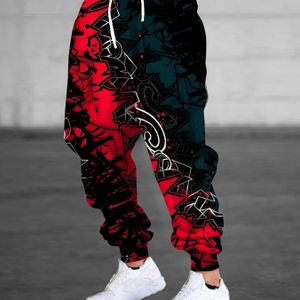 Lifestyle Flex, Stijlvolle Heren Joggingbroek met 3D Graffiti Print, Trekkoord & Zakken - Comfortabele Polyester Casual Sweatpants voor Alle Seizoenen
