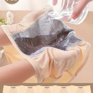 5-Pack Ademende Dames Ondergoed met Mesh, Naadloos Ice, Lekvrij voor Menstruatie, Hoge Taille en Buikcontrole, Driehoek Model.