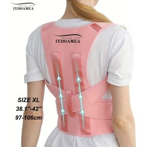 IYDOAMEA Houdingcorrector Rugbrace voor Mannen & Vrouwen - Aanpasbare Ademende Steun met Lenden- & Nekondersteuning, Houdingstrainer, voor scoliose, lordose, kyfose - Roze Braces