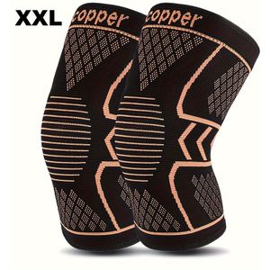2 stuks Hoogwaardige Koperen Compressiemouwen, Kopervezel , Geschikt voor Thuisgebruik en Gym, Ademende Kniesupport