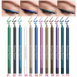 Set van 24 uur waterproof oogpotlood, 12 kleuren glitter & mat dubbelzijdige oogpotlood en schaduwpen, veegvaste langdurige gekleurde oogpotloodkit