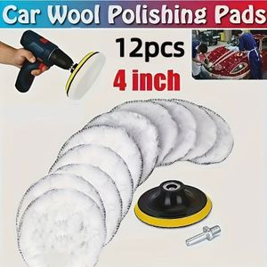 12 stuks 4-inch Autopolijst- en Waxkit met Schijfwielen, M10 Boorbitkoppeling, voor en Schitteren, Externe Decoratie, RV Schoonmaak- en Onderhoudsaccessoires