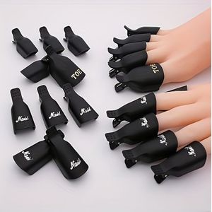 20 stuks nagellakremover clips, teennagel en vinger gel nagellak remover clips acryl nagelkunst caps (zwart)