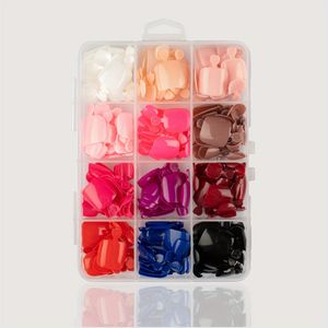 288pcs Short Square Wearable Nail 12 Colors Bright Surface Solid Color Toe Nails Acrylic Fake Nail Set Women's Nail Art Diy