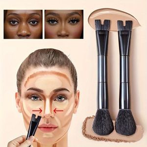 -ended U-shaped 2-in-1 Duo For , Sculpting, , Bristles For , , Bronzer, Blush, Setting Powder, Concealer