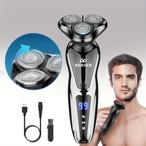 Draadloze Scheerapparaten voor Mannen, 4-in-1 Schavers Voor Baard, en Bakkebaarden – Rotary Elektrische Shaver met Nestrimmer & Gezichtsreinigingsborstel - Oplaalbare Herenscheermessen