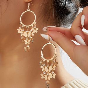 TEMU 14K vergulde bloemvormige oorbellen met strass-accenten, eenvoudige vakantie-stijl ijzeren oorbellen met glasmozaïek, zonder veren, voor dagelijks en feestelijk gebruik - 1 paar.