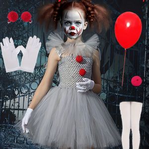 Meisjes Mouwloze Tule Tutu Jurk met Pom-Pom Decoraties & Haaraccessoires en Handschoenen Optreden Kostuum voor Halloween Feest Dans Verjaardag Kinderkleding Handgebreide Rok