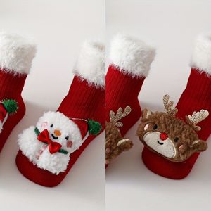 2 Paar, Sokken, Baby Sokken voor Jongens en Meisjes, Medium Sokken, Herfst en Winter, Kerst Sokken voor Jongens en Meisjes, Kousen, Hoge Kousen, Kerst Nieuwjaar Sokken, Eland, Sneeuwpop, Kerstman