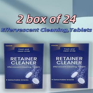 1 Doos van 12 / 2 met in totaal 24 Blauwe Bruistabletten voor Gebitsprothese Reiniging - Mondhygiëne, Frisse Adem & Tandbescherming Voor Thuis en Onderweg