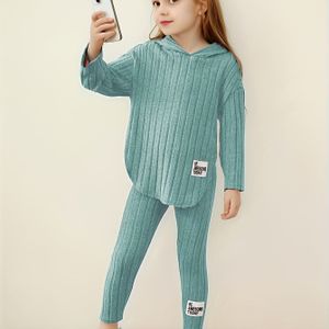 Meisjes' Lente- en Herfstoutfit, een 2-delige Set met een Capuchon, Lange Mouwen en 3/4 Broeken, Stijlvolle Kleding voor Jonge Kinderen, voor Buiten