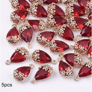 5-pack Hollow Plum Teardrop Glass Charms For Making, Transparent Glass Pendants For Bracelets, Necklaces, Earrings, Tassels, Hair Accessories