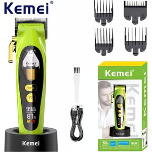 Kemei KM-2035 Professionele Elektrische Tondeuse met DLC Messen en Digitaal Display, Oplaadbare Lithium Batterij via USB, 18650 Serie voor Salongebruik & Thuisgebruik