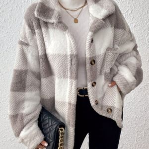 Vrouwen Pluche Jas - Knoopsluitingjas, Machinewasbare Buitenjas voor Dagelijks Gebruik en Formele Evenementen, Elegante Office tot Feestjas, Casual Damesjassen met Print en Zachte Textuur