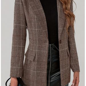 Blazer met één , stijlvolle reverskraag Lange mouwen Blazer voor lente en herfst, dameskleding