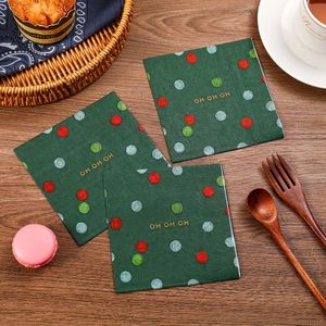 20st Kerstfeest Groene Stippen Servetten, 3-Laags, Perfect voor Feestdagen & Familiebijeenkomsten