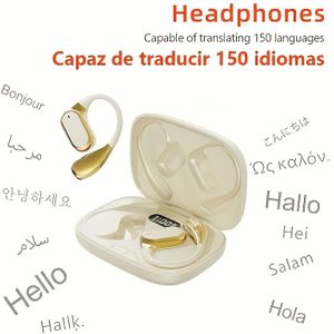 144 AI Draadloze Vertaling Slimme Koptelefoon | Meertalig, Real-Time Vertaling Oordopjes, High-Fidelity Geluid met & Treble, HD Stereo Ruisonderdrukking, USB-C Opladen, voor Reizen,