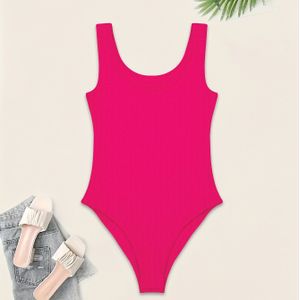 Kleur Bodysuit, Sexy Skinny Mouwloze Bodysuit Voor Lente & Zomer, Dameskleding