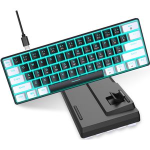 HXSJ- Mechanisch Gaming Toetsenbord Met Blauwe Schakelaar En Ijsblauwe Achtergrondverlichting Kleine Compacte 61-toetsen Toetsenbord, Draagbaar 60% Gaming Toetsenbord Voor