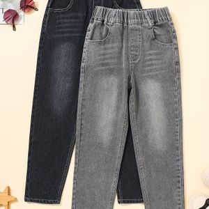 Jongens' Trendy Jeans voor Lente/Herfst - Comfortabele Rayon Mix, Middelhoge Taille met Zakken