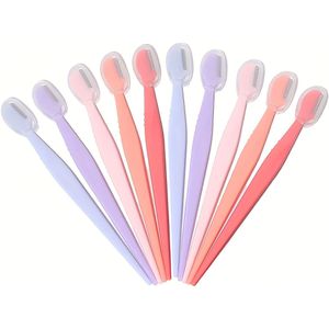 Vrouwen Wenkbrauw Scheerapparaat, Set van 10 Stuks, 5 Kleuren, Lichtbeige Schrapgereedschap, Veilig en Gemakkelijk voor Gezichtshaar, met Roestvrijstalen Veiligheidskap