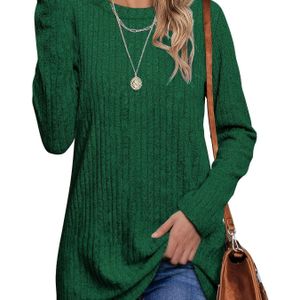 Dames Oversized Casual T-Shirt - Dieprode Lange Mouwen Ronde Hals Top, Hoogelastisch Stof (Zonder Naaien Randen), Pasvorm, Veelzijdige Casual Kleding, Kreukbestendig & Wasmachinebestendig Shirt