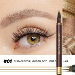 Pudaier Ultra-Fijne Wenkbrauwpotlood - Glad, Duurzaam & Waterdicht, Plantenbasiërd Squalaan, Kleurvast, Perfect voor Alle Huidtypes, Bruine Tube met Gouden Accenten