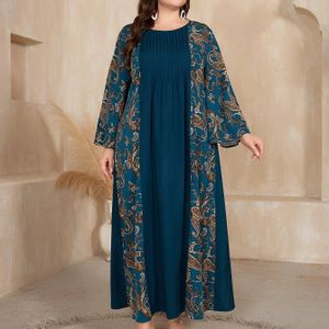 Bohemian stijl lange mouw maxi jurk met paisley print - rode tunic jurk met bel mouwen, ronde hals, alle seizoen , casual tot semi-formeel, casual kleding|Bohemian jurk|Nonstretch stof