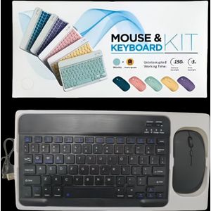 2 stuks Draadloos Toetsenbord en Muis, Geschikt voor iPad//Xiaomi Tablets | Draadloze Verbinding, Oplaadbare Batterij, Optische Tracking