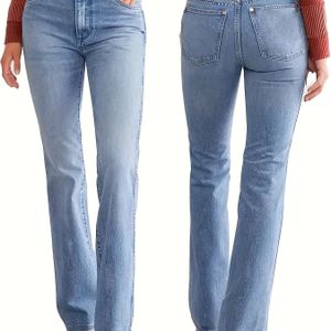 Rechte Legging Damesjeans van Stretchdenim - Lichtgewassen, Casual & Zakelijke Casual Stijl met Verborgen Ritsdetail, Comfortabele Pasvorm voor de Hele Dag