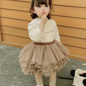 Tutu-rok voor meisjes - Pluizige mesh-stijl, roze met witte details, elastische tailleband met riem, perfect voor speeltijd of speciale gelegenheden